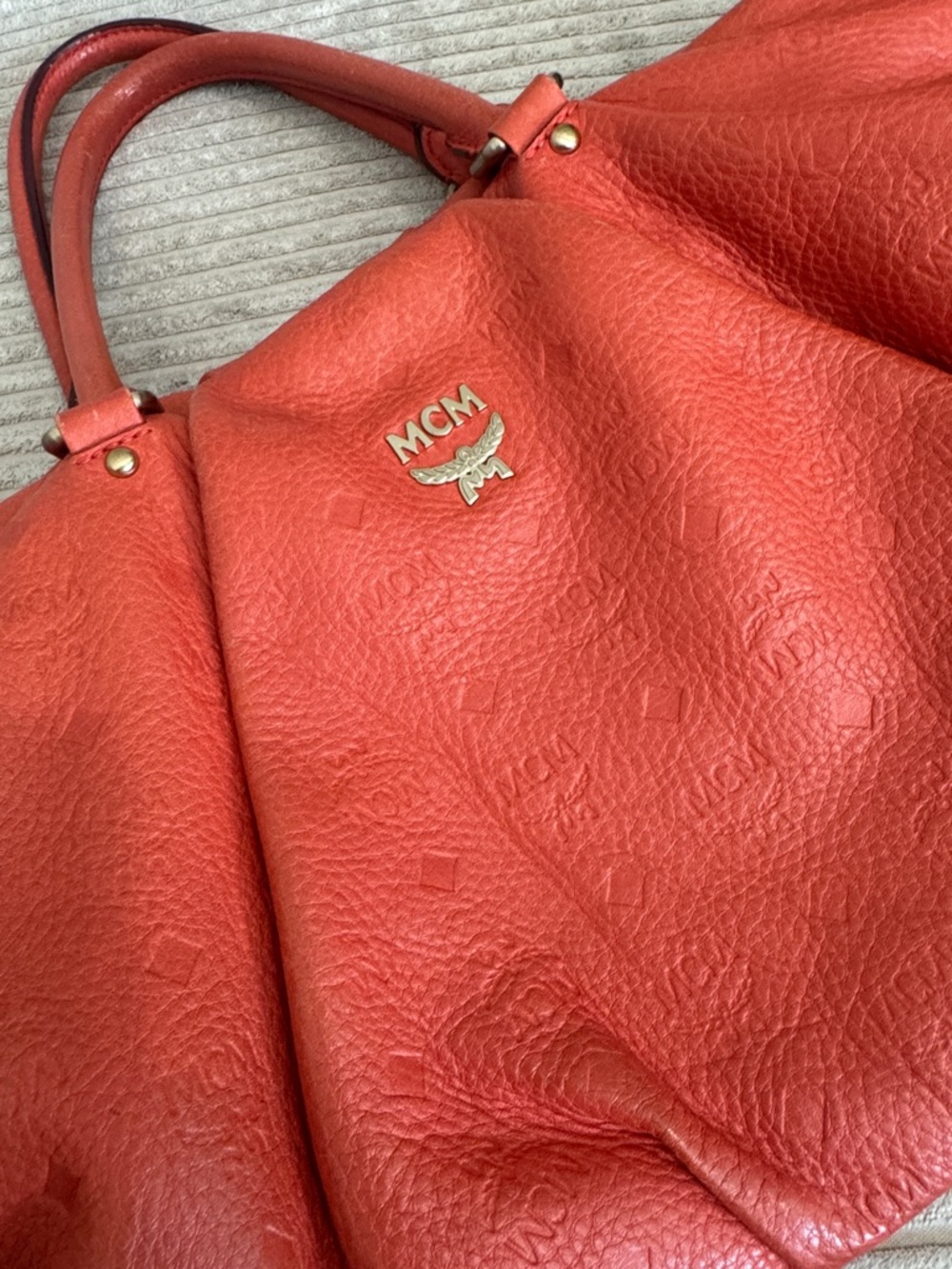 MCM orange Leather Shoulder Tote with Top Handles - Picture 4 of 14